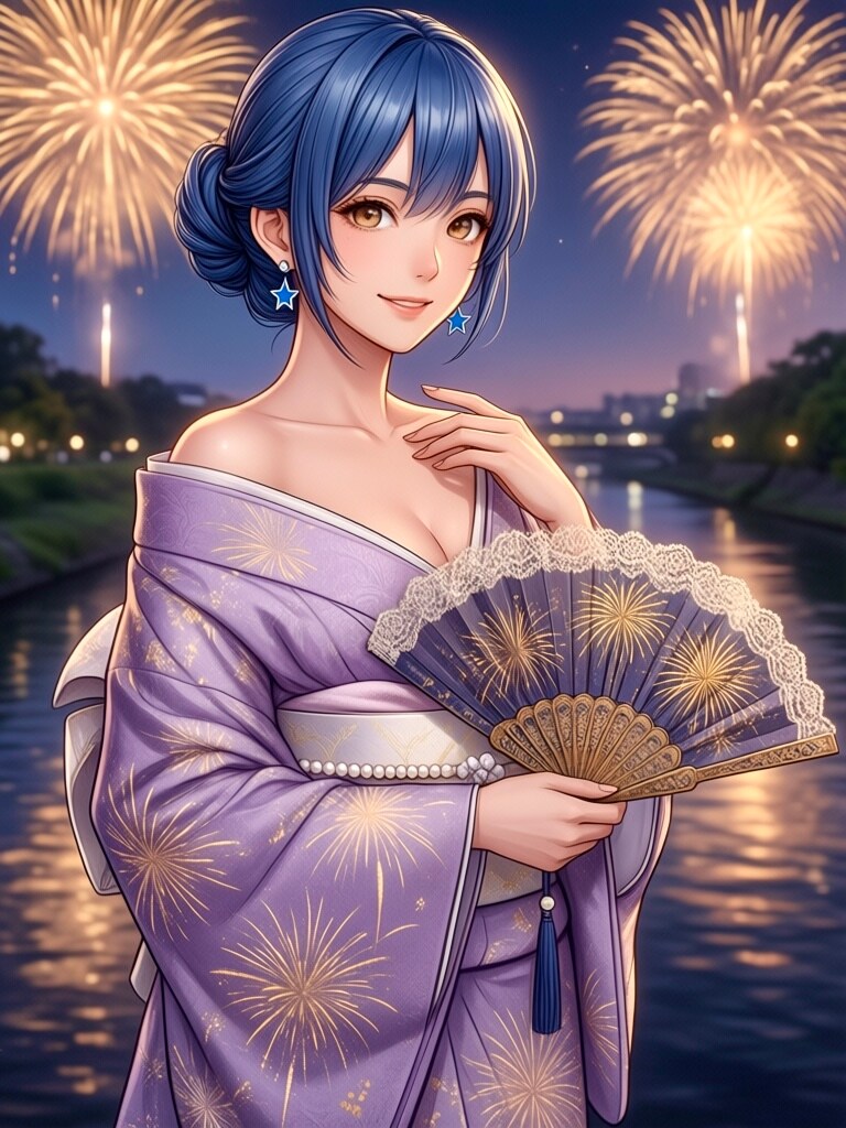 リン💙エレガントに花火大会