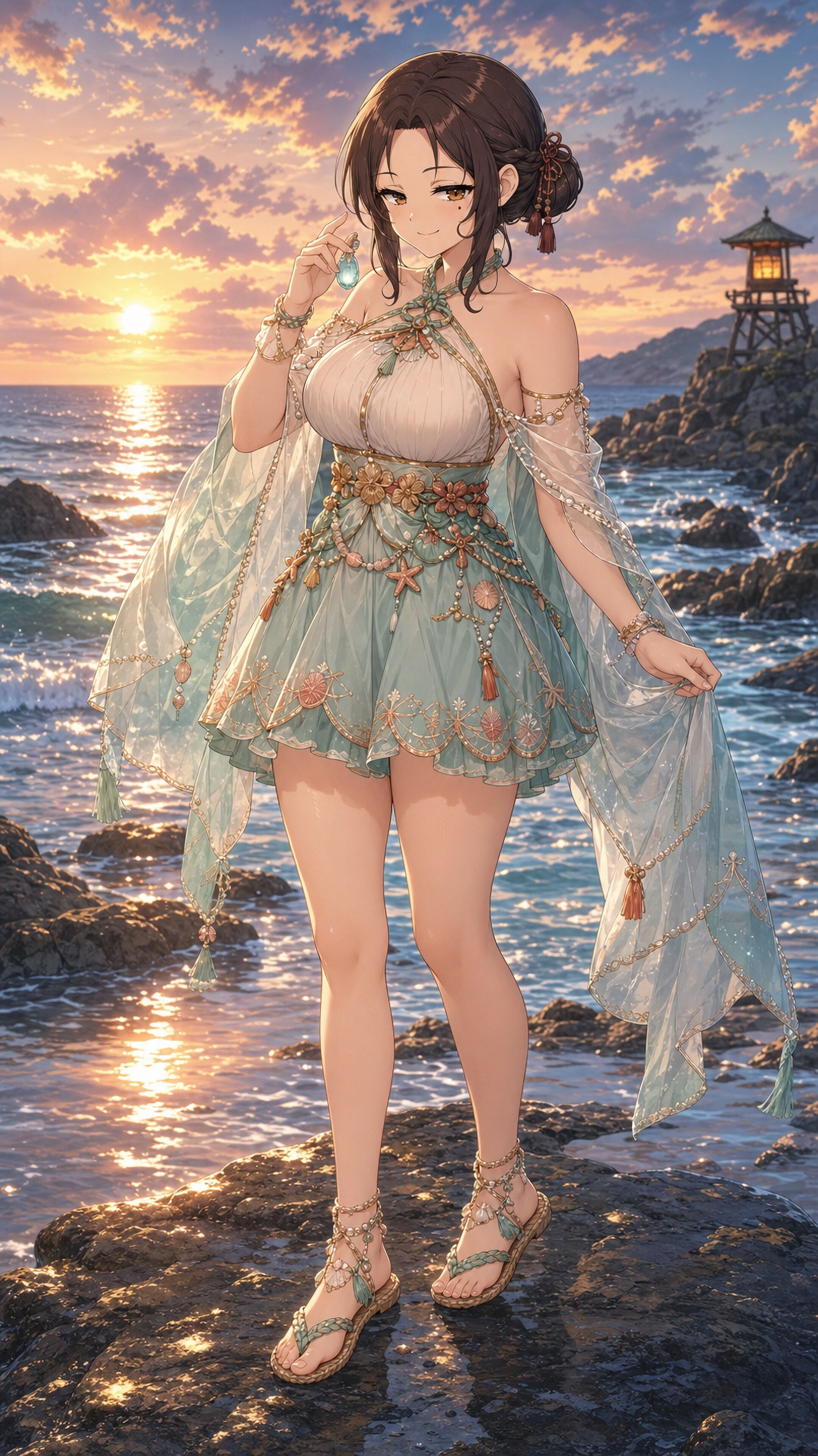 夕映えに揺れる海硝子