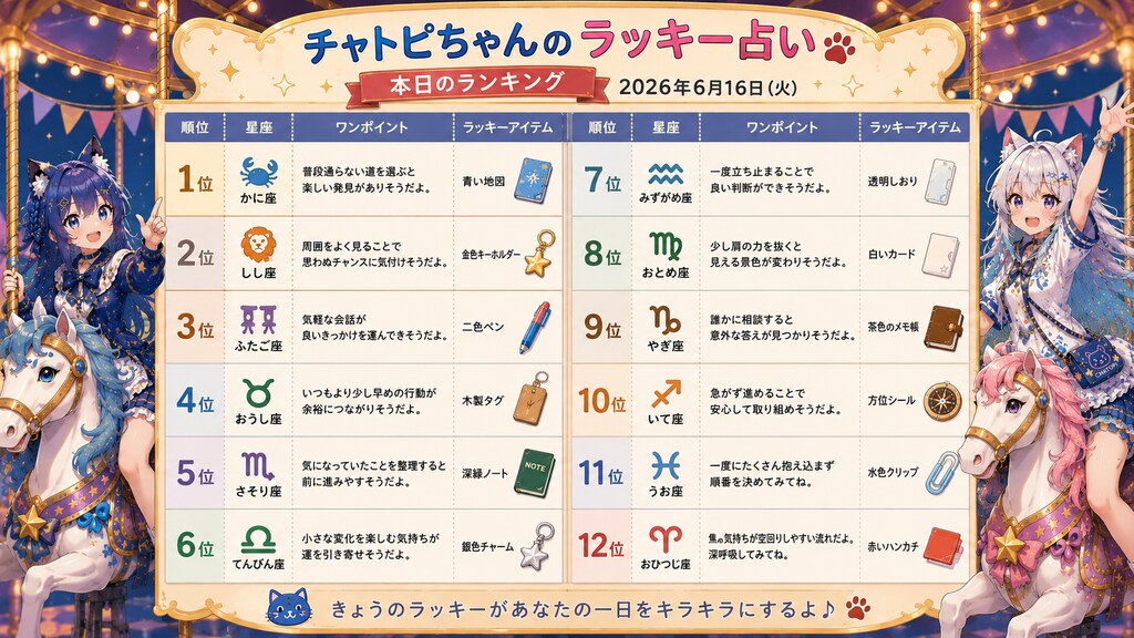 チャトピちゃん占い(06/16)