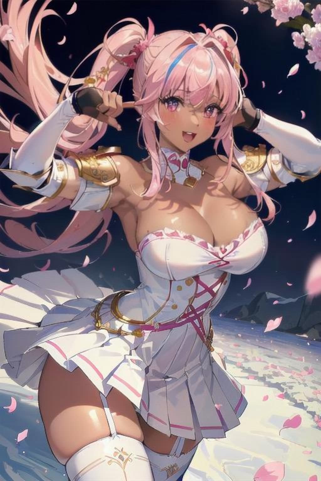 ピンク髪ツインテール褐色美女3