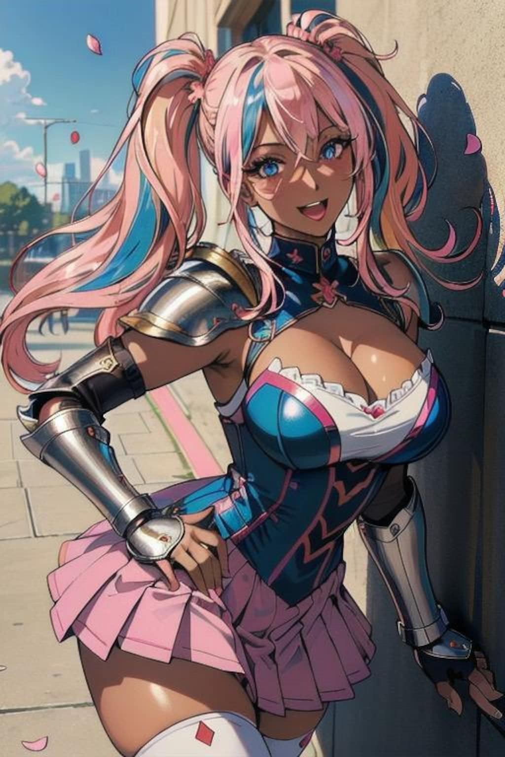 ピンク髪ツインテール褐色美女3