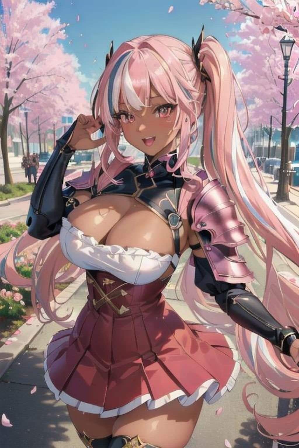 ピンク髪ツインテール褐色美女3