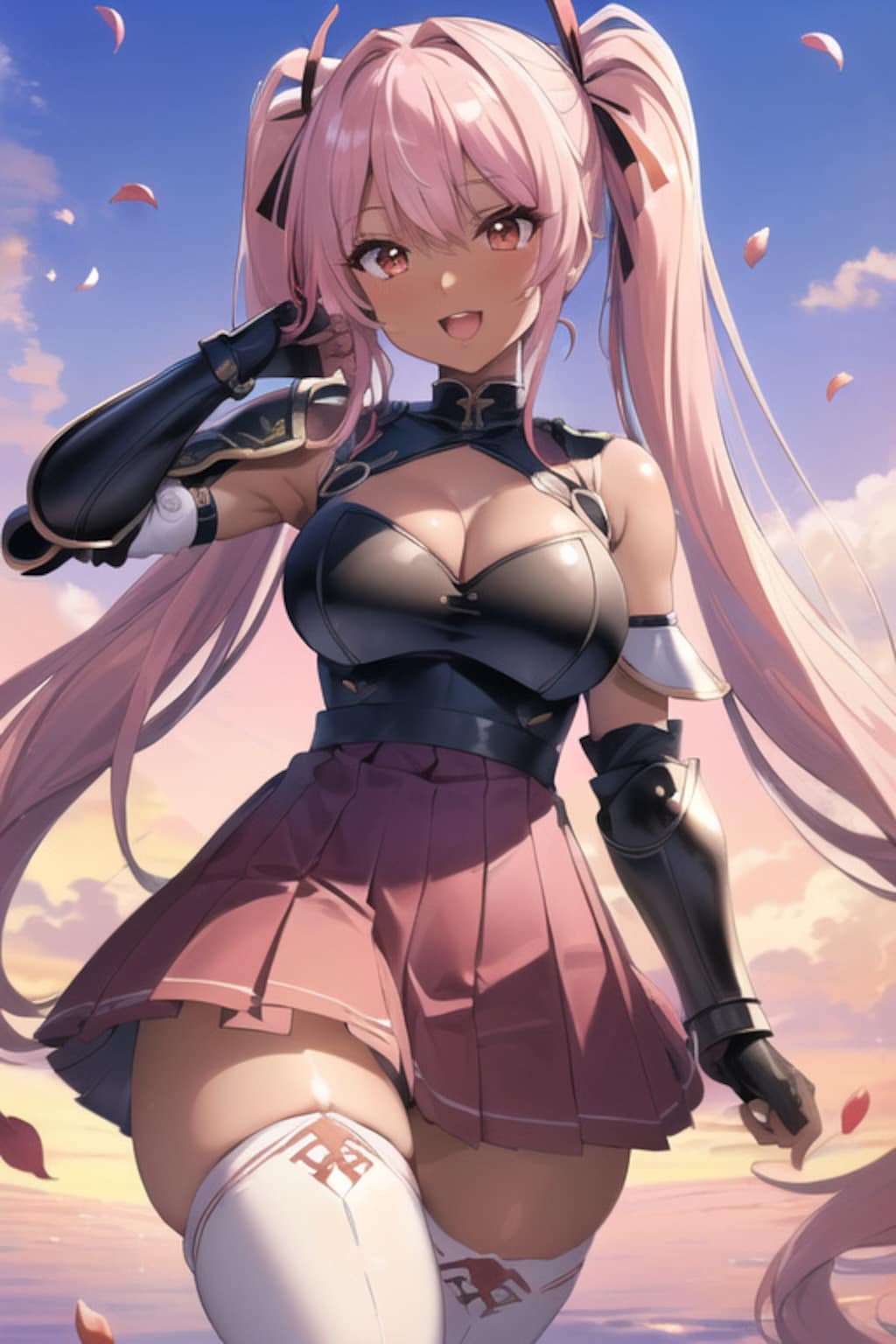 ピンク髪ツインテール褐色美女3