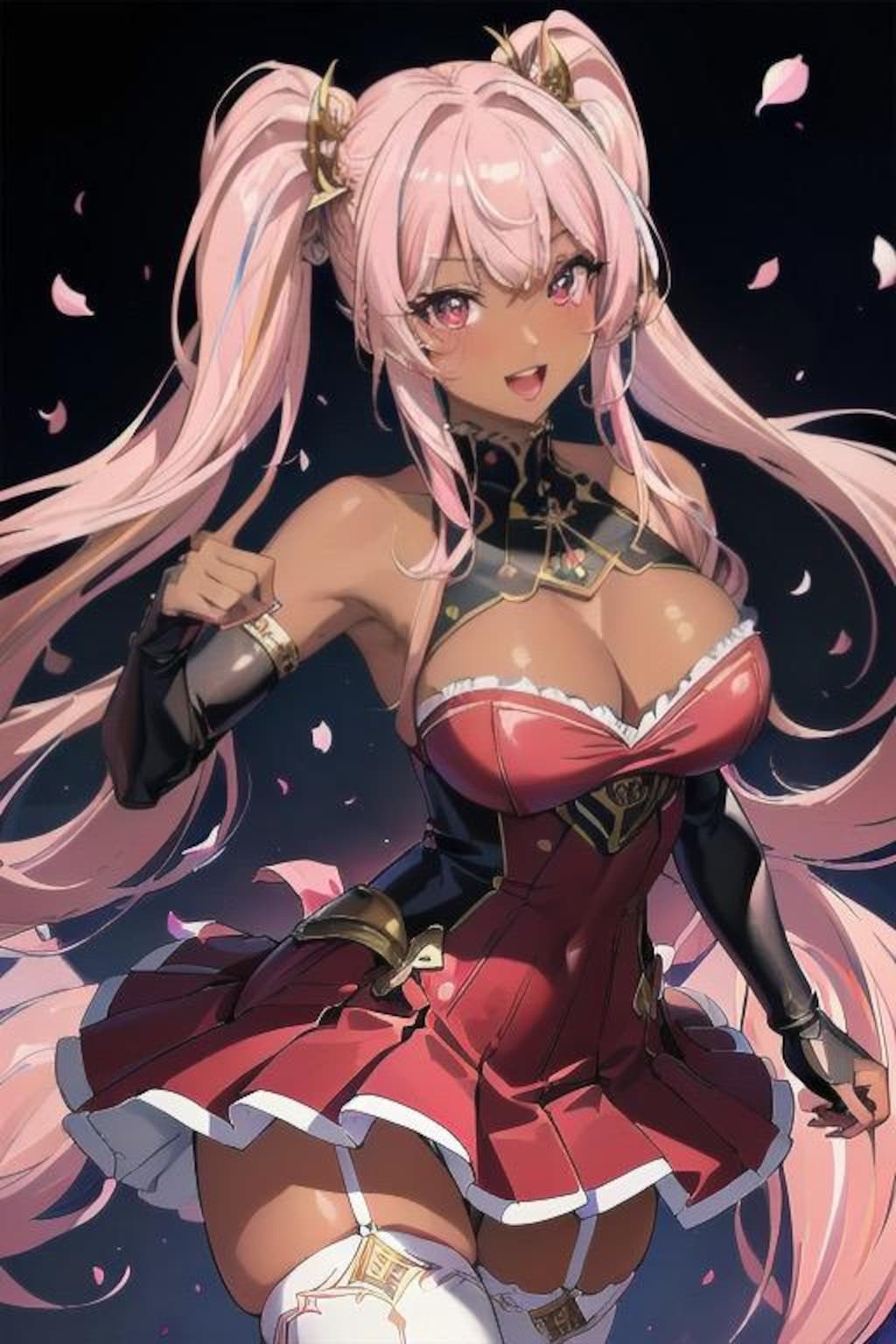 ピンク髪ツインテール褐色美女3