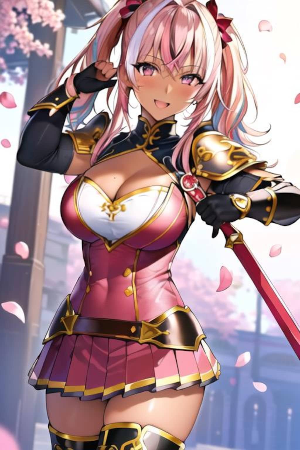 ピンク髪ツインテール褐色美女3