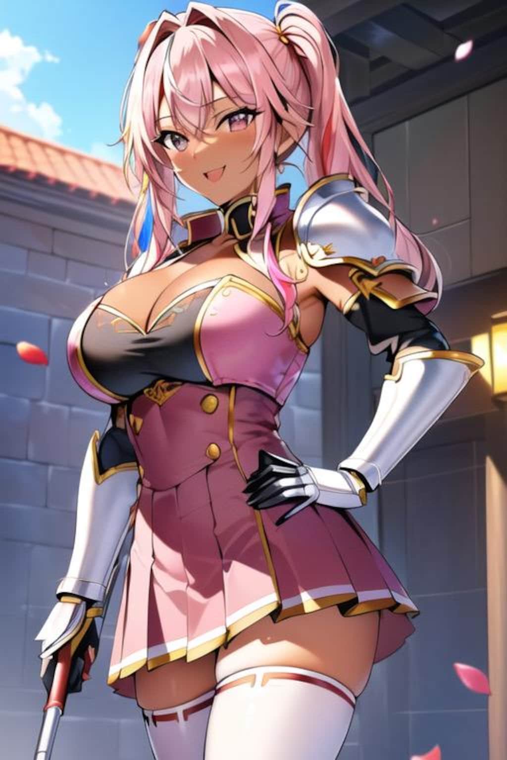 ピンク髪ツインテール褐色美女3