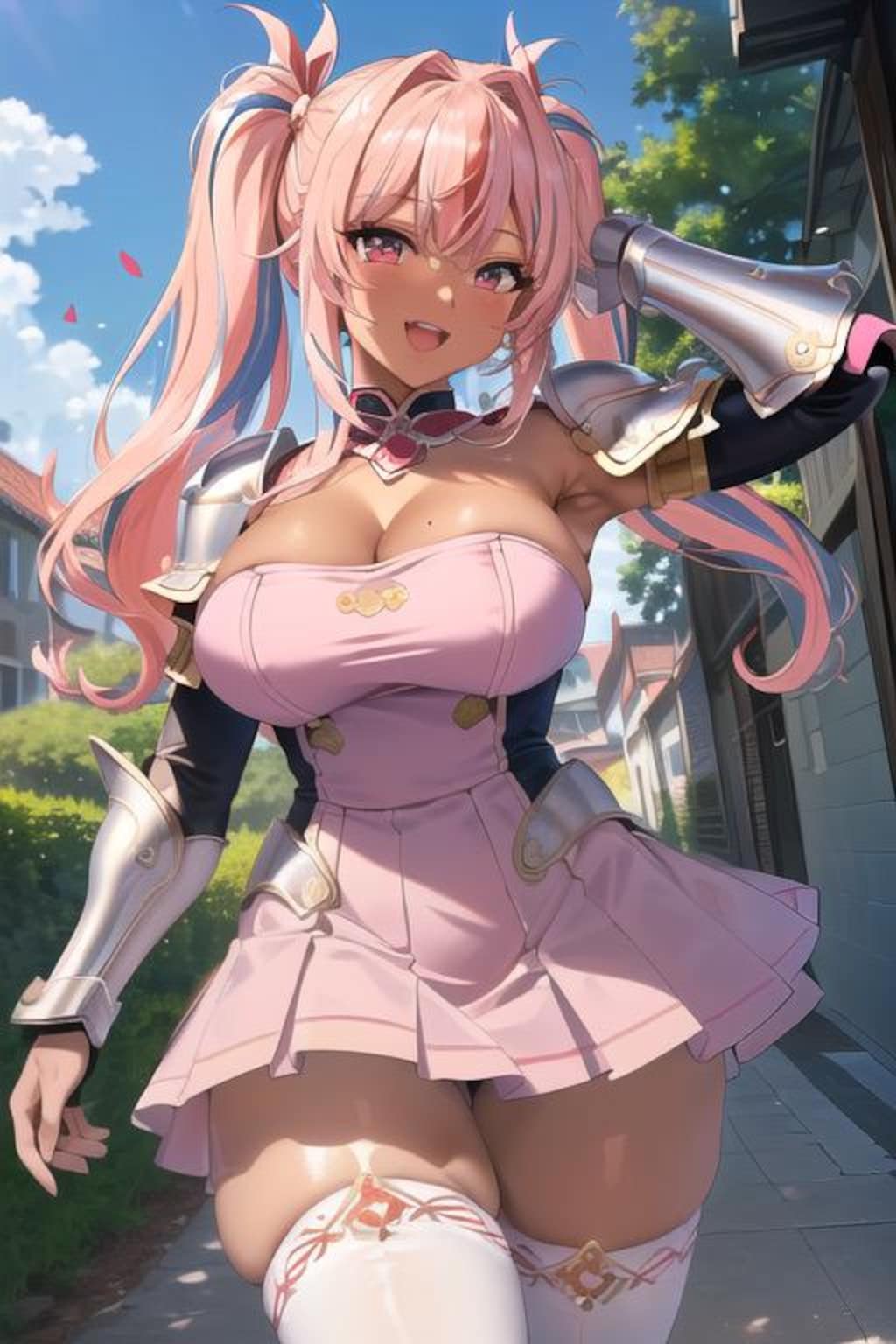 ピンク髪ツインテール褐色美女3