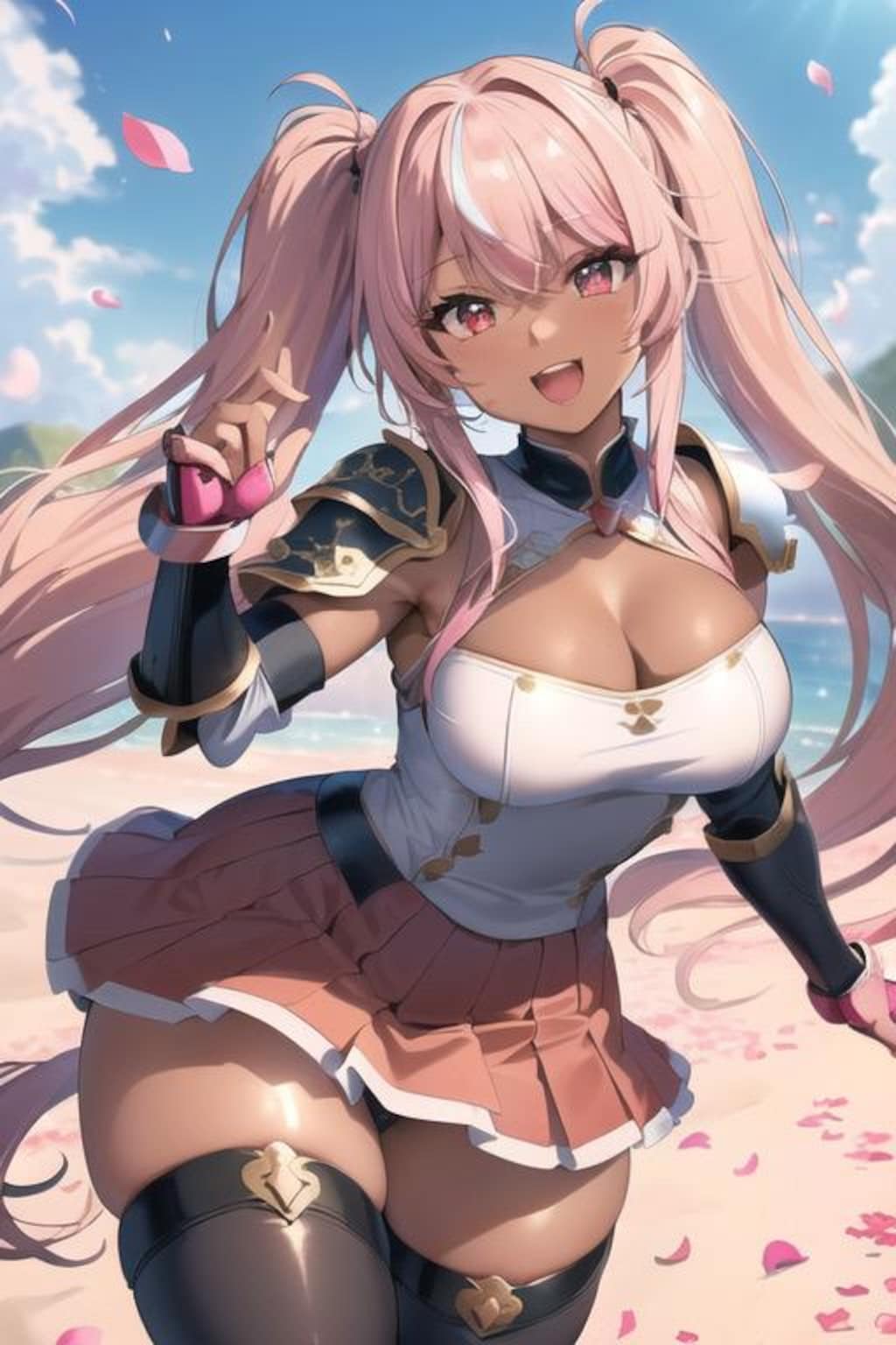 ピンク髪ツインテール褐色美女3