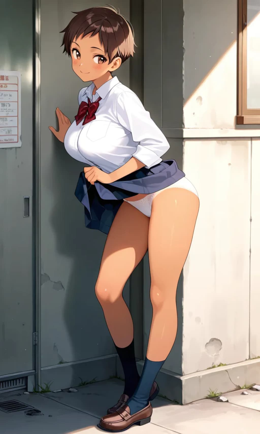路上アンケートに答える少女