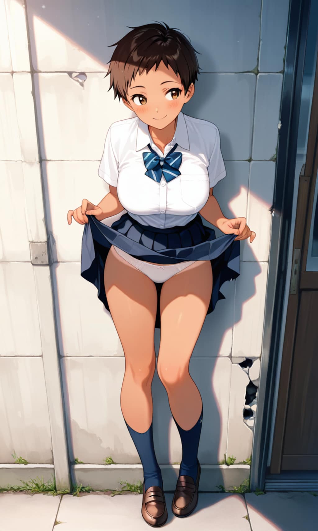 路上アンケートに答える少女