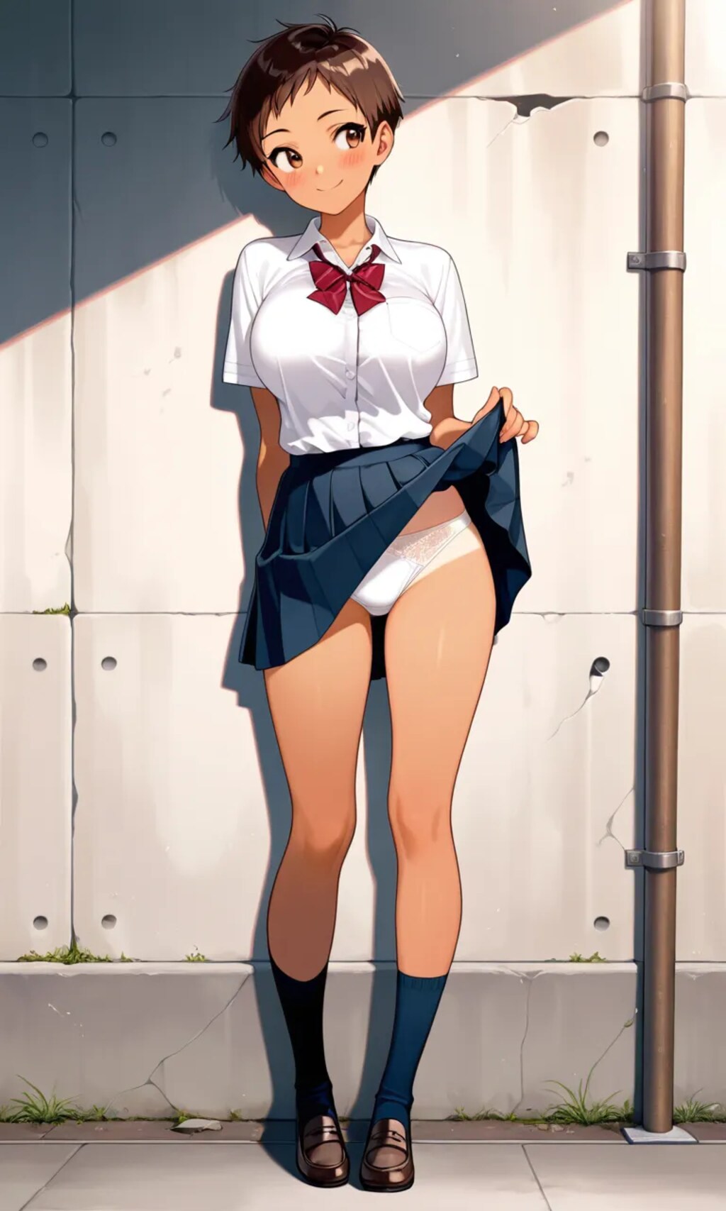 路上アンケートに答える少女