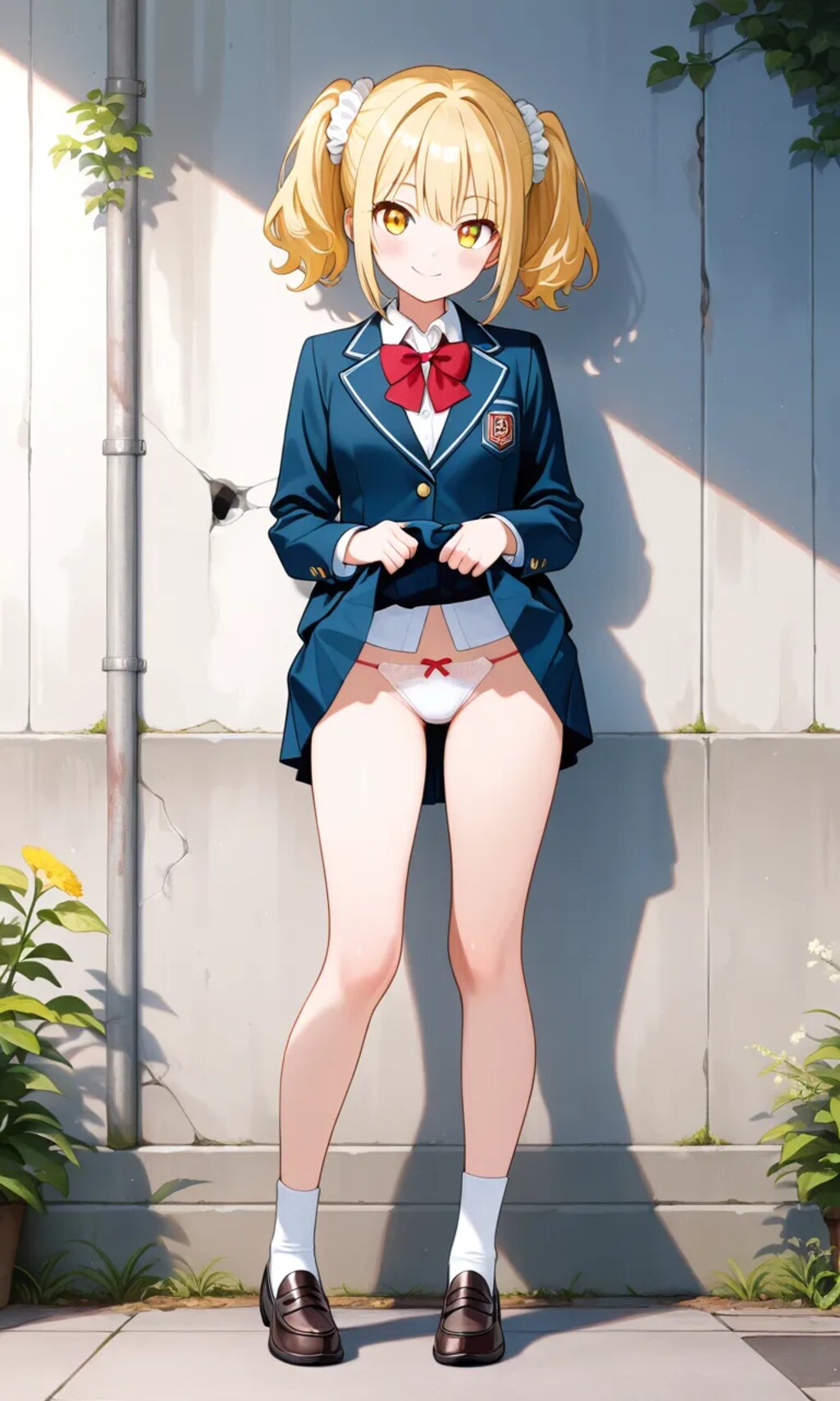 路上アンケートに答える少女