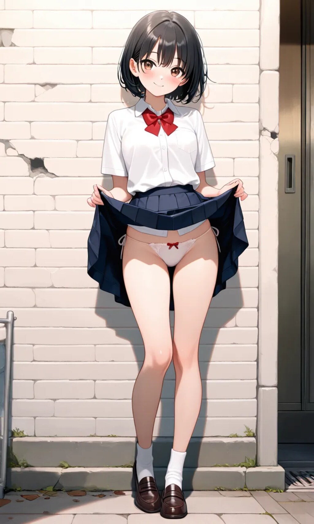 路上アンケートに答える少女