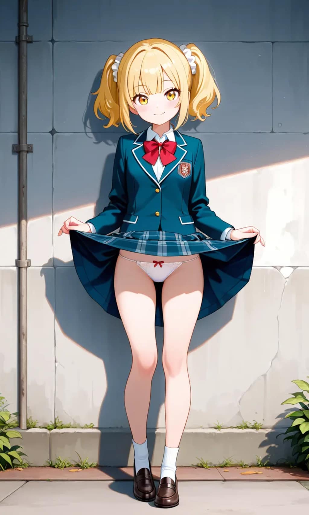 路上アンケートに答える少女
