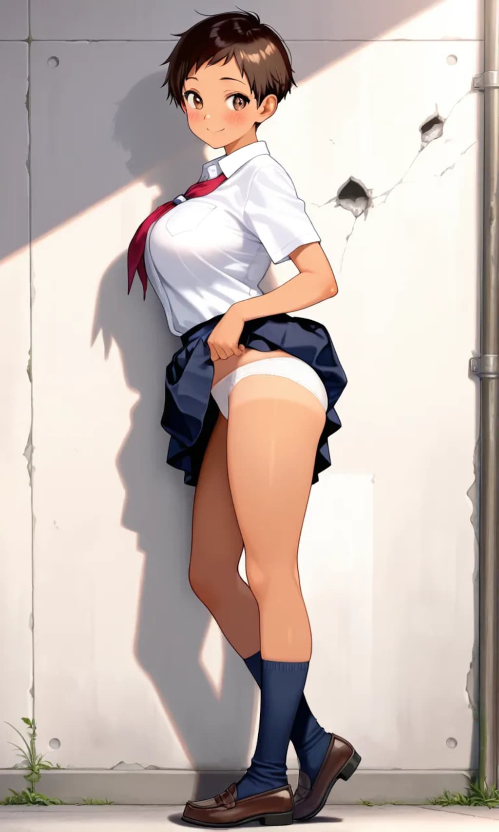 路上アンケートに答える少女