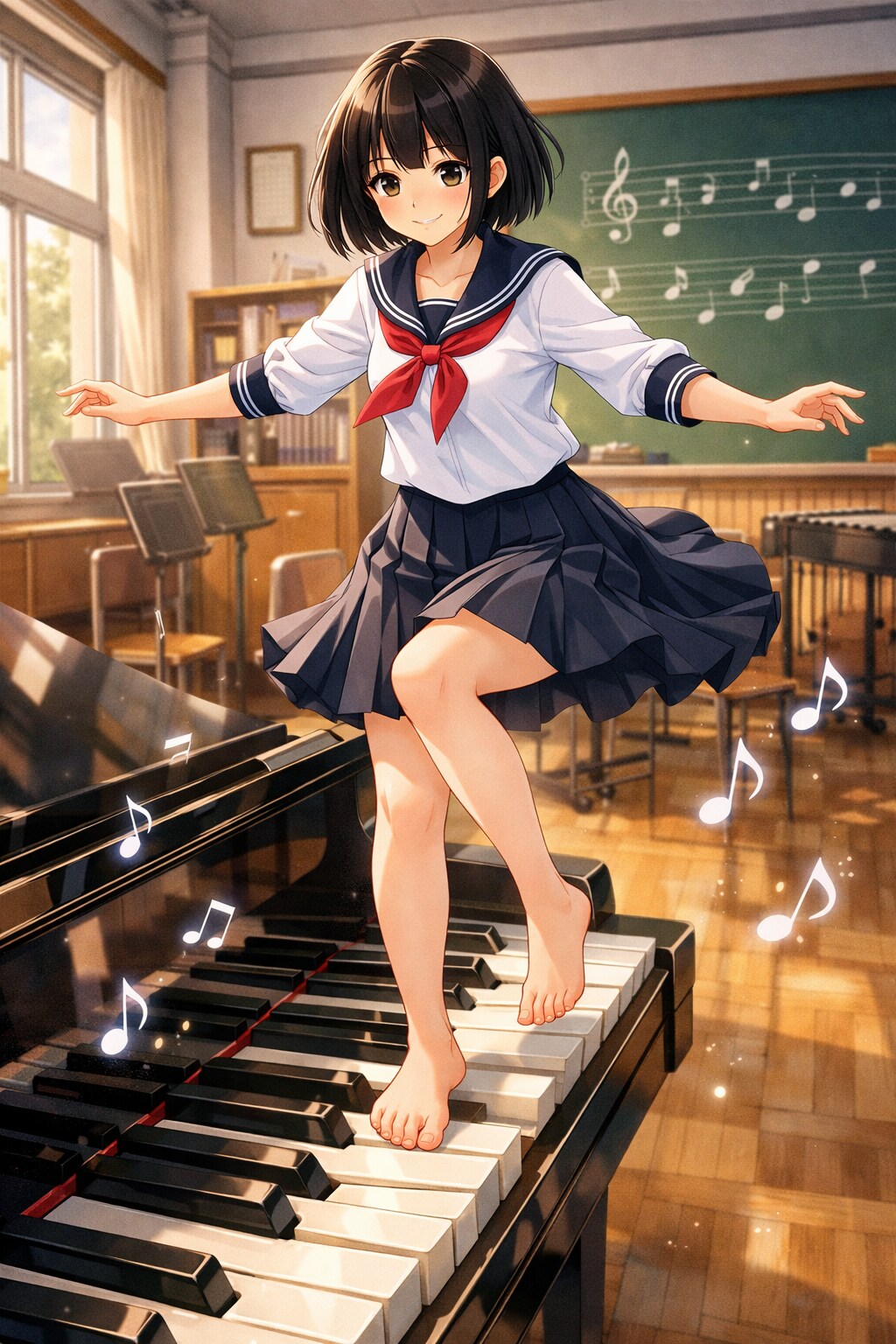 ピアノを演奏する女の子 | の人気AIイラスト・グラビア