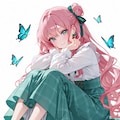 お団子×チェック柄ロングスカート 3枚目