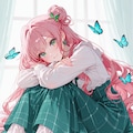 お団子×チェック柄ロングスカート 2枚目