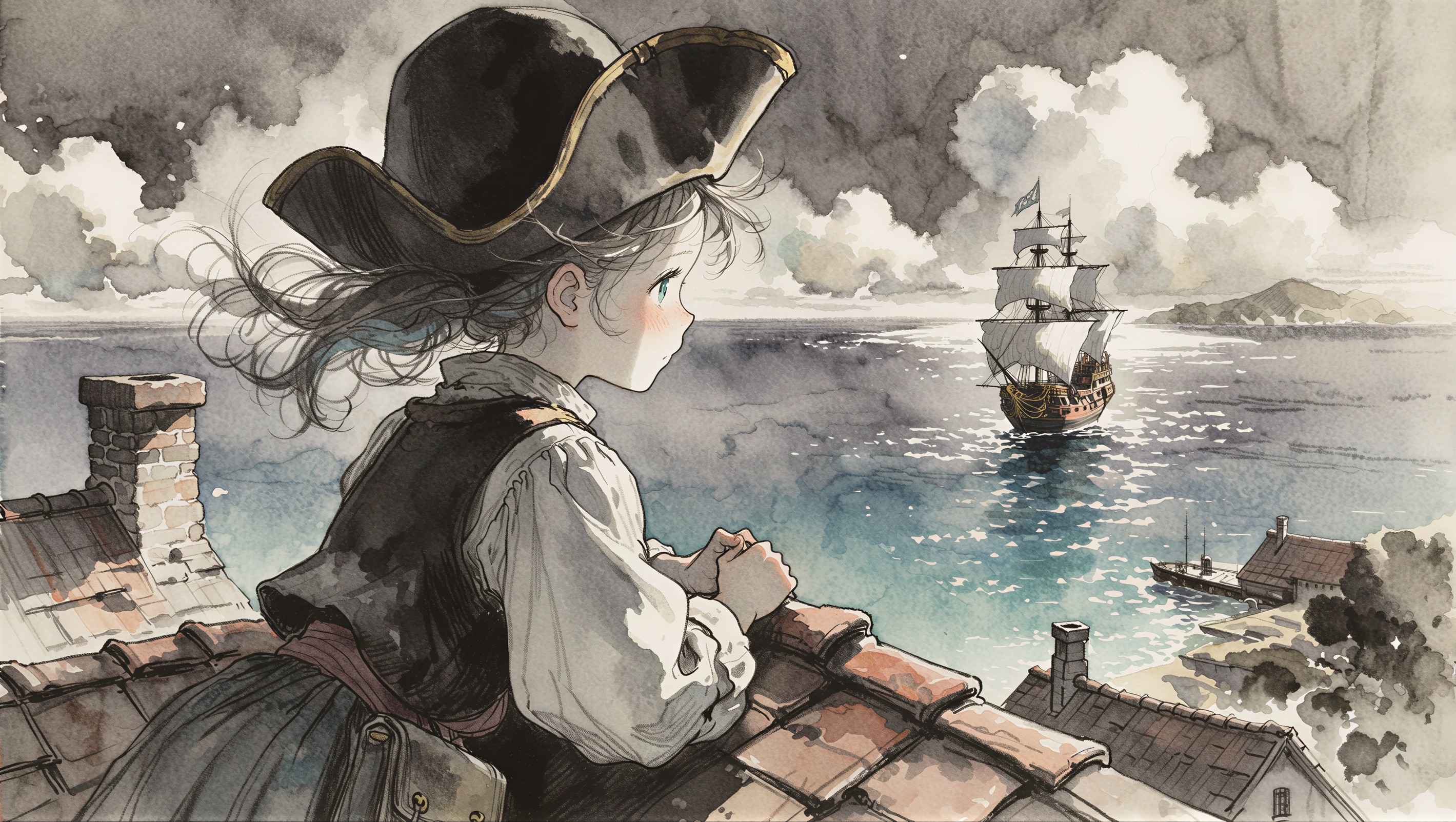 船を見つめる少女 | の人気AIイラスト・グラビア