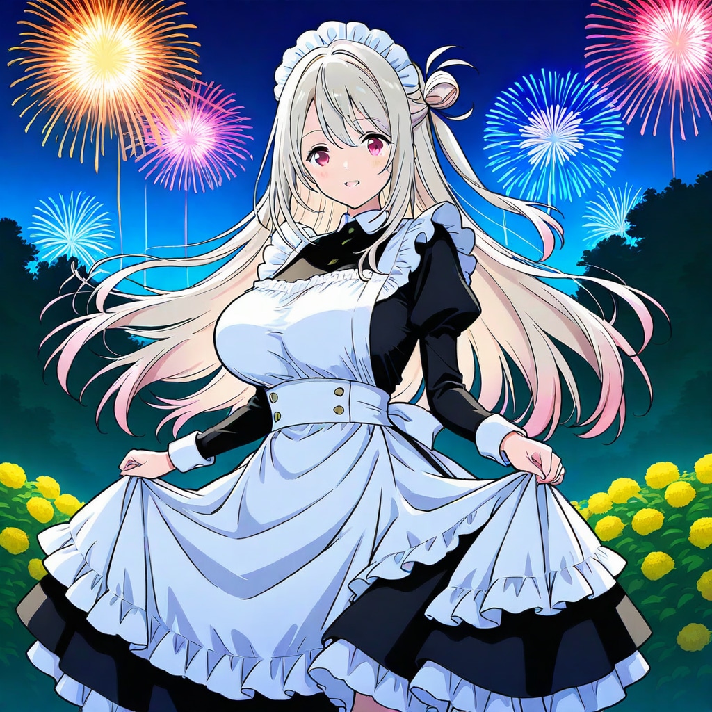 踊りませんか？（銀髪巨乳メイド）