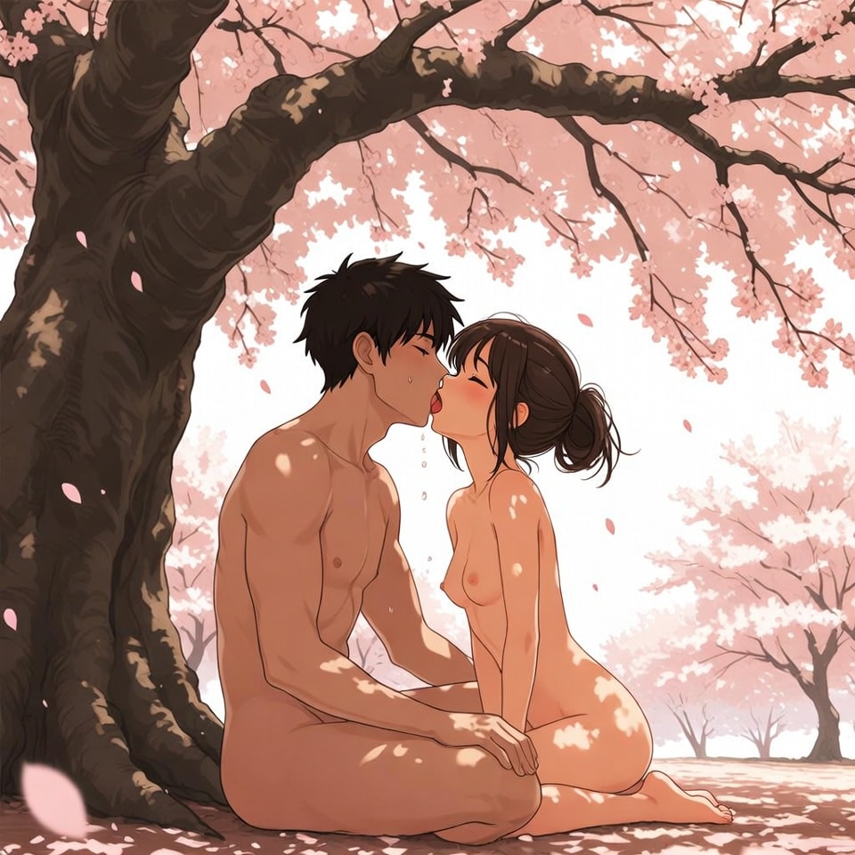桜の下で、
