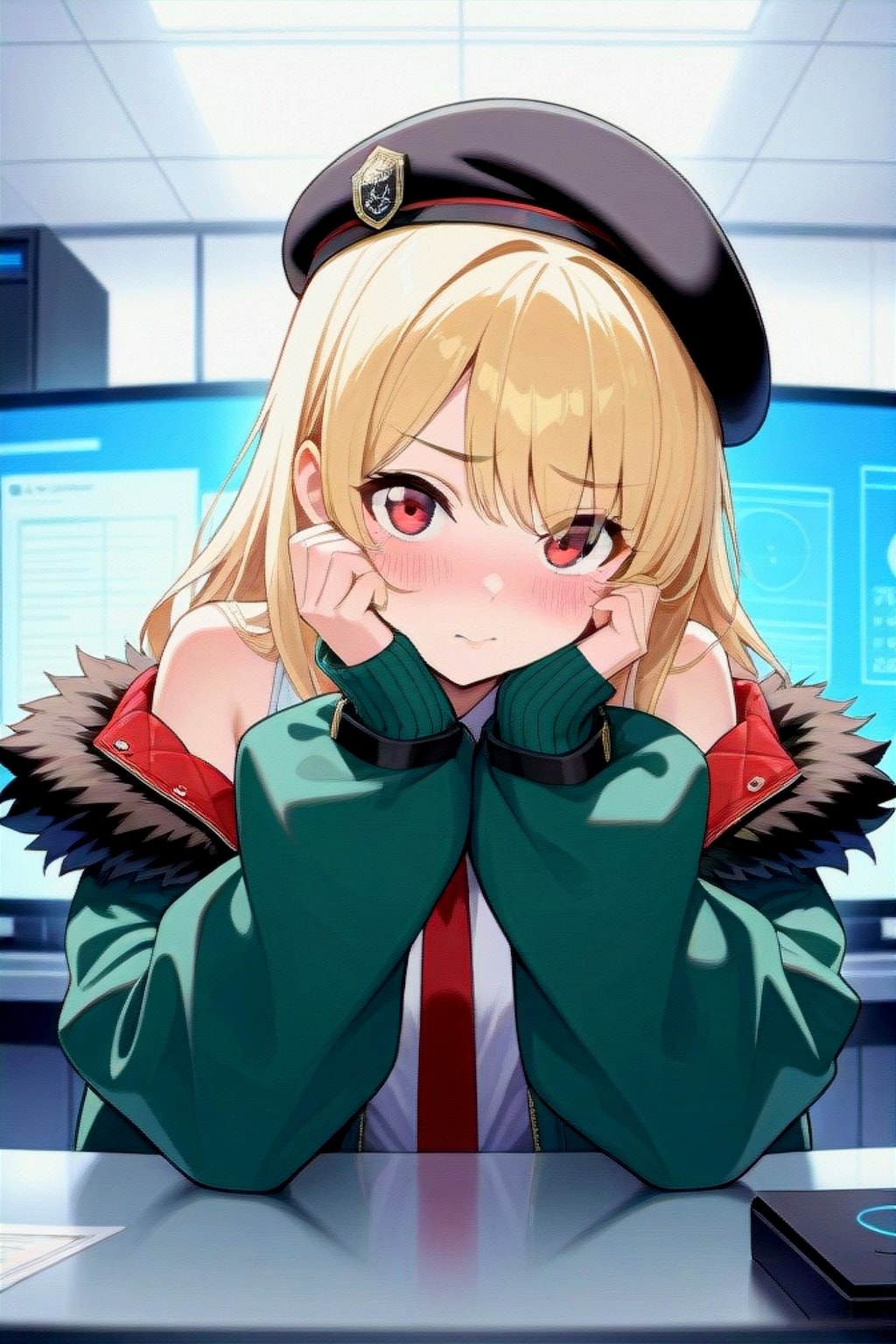 ベレー帽の金髪ちゃん