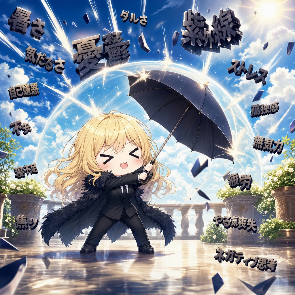 傘でガード