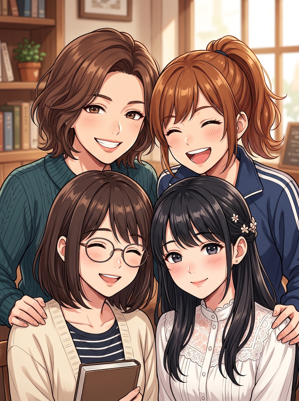 4人組の女性　3枚