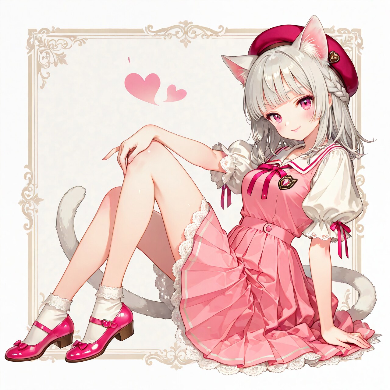 猫耳とベレー帽