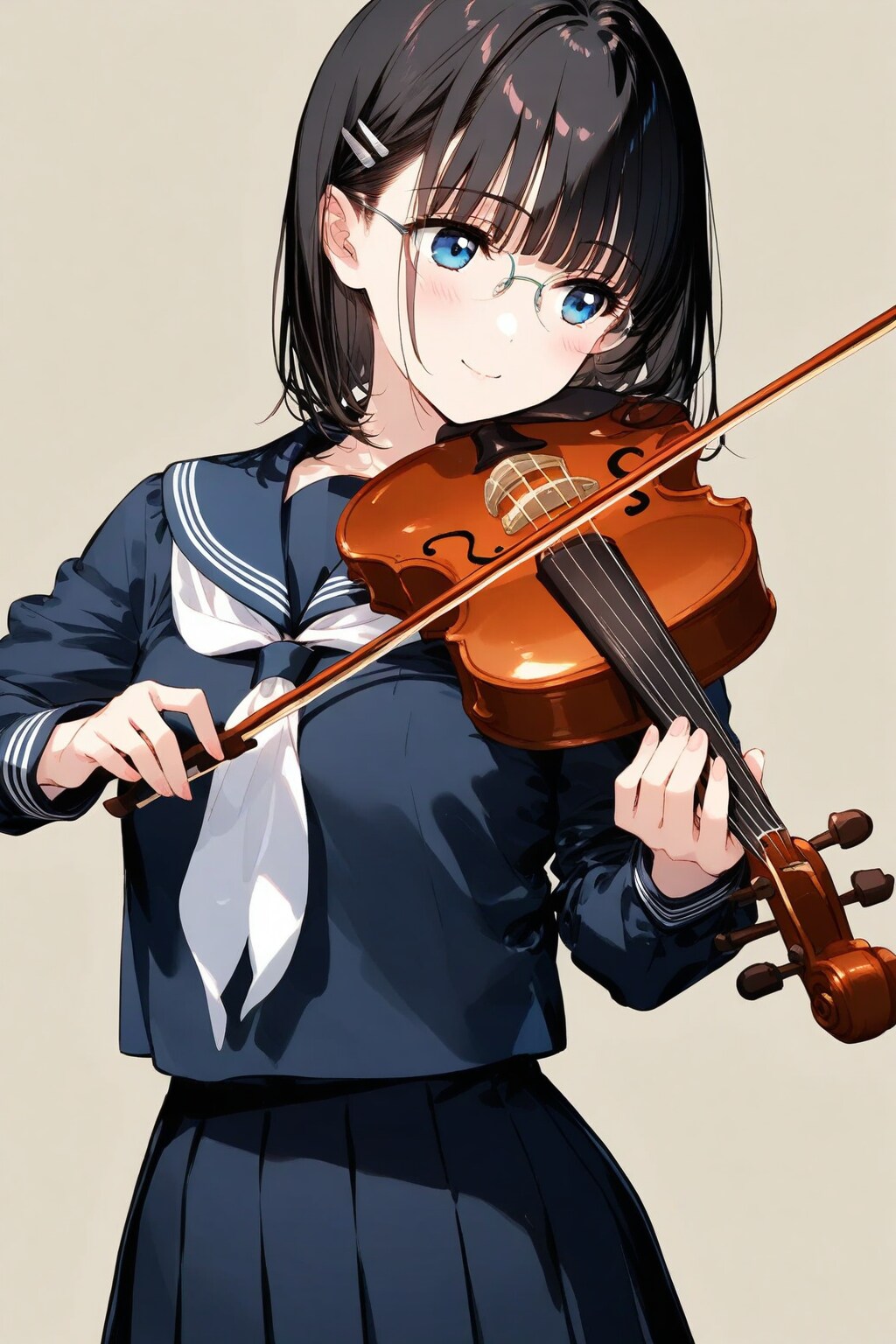 バイオリン🎻をひくメガネちゃん👓✨３ | の人気AIイラスト・グラビア