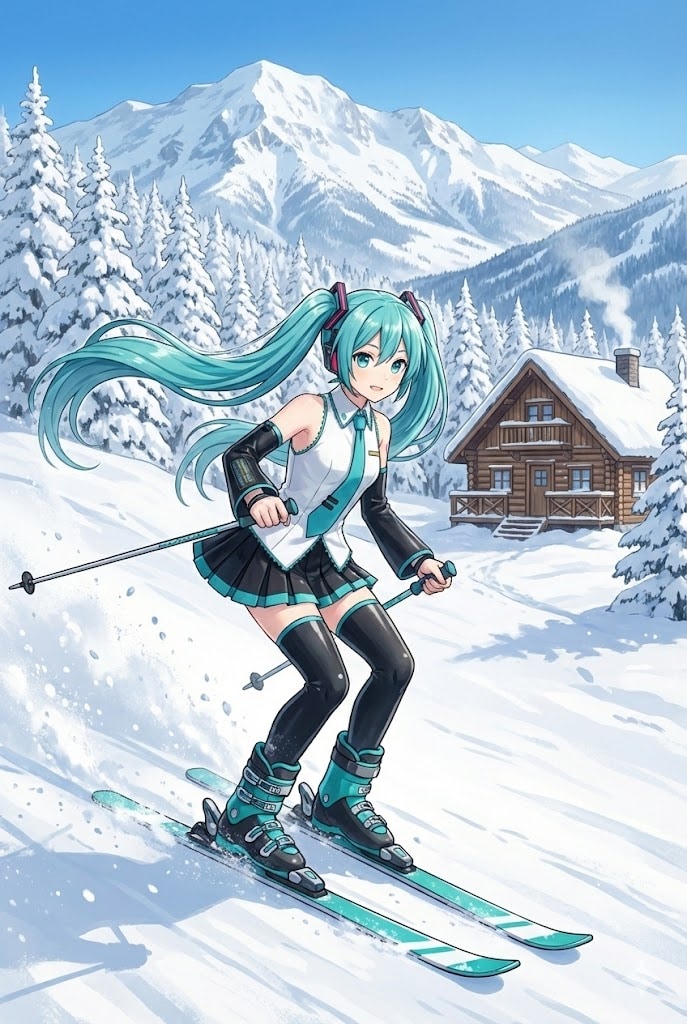❄️スキーをしているミクさん | の人気AIイラスト・グラビア