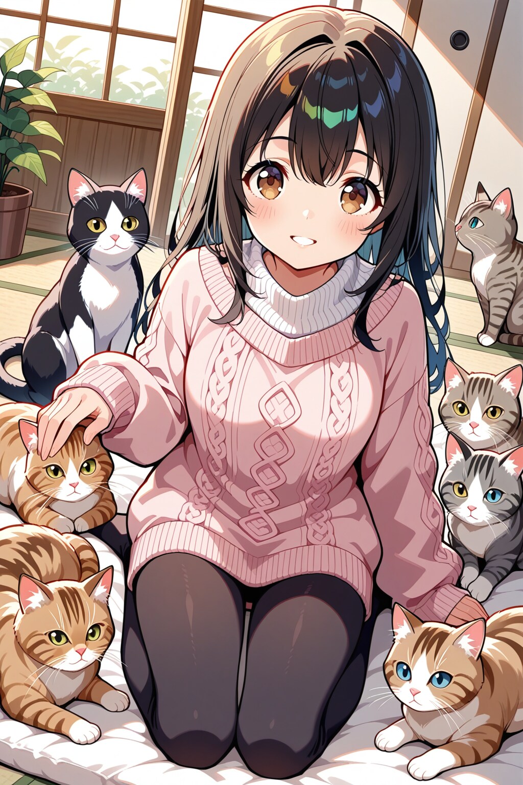 女の子とにゃんこ　その８ | の人気AIイラスト・グラビア