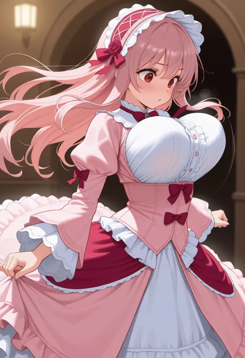 えいっ…ふぁ！？/// ピンク髪ゴスロリ少女