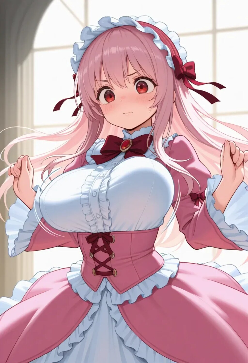 えいっ…ふぁ！？/// ピンク髪ゴスロリ少女