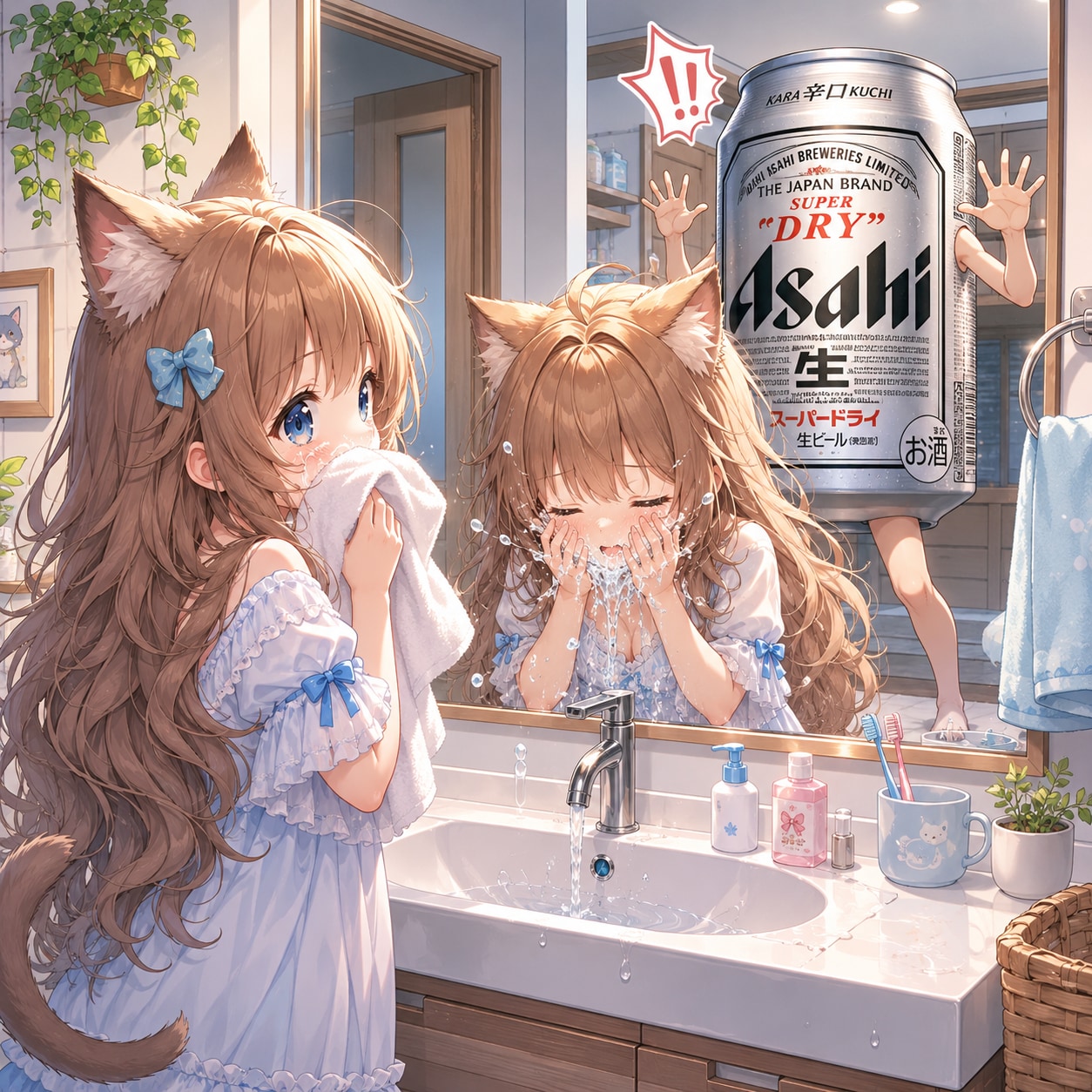 テンポの遅い鏡と小さな女の子