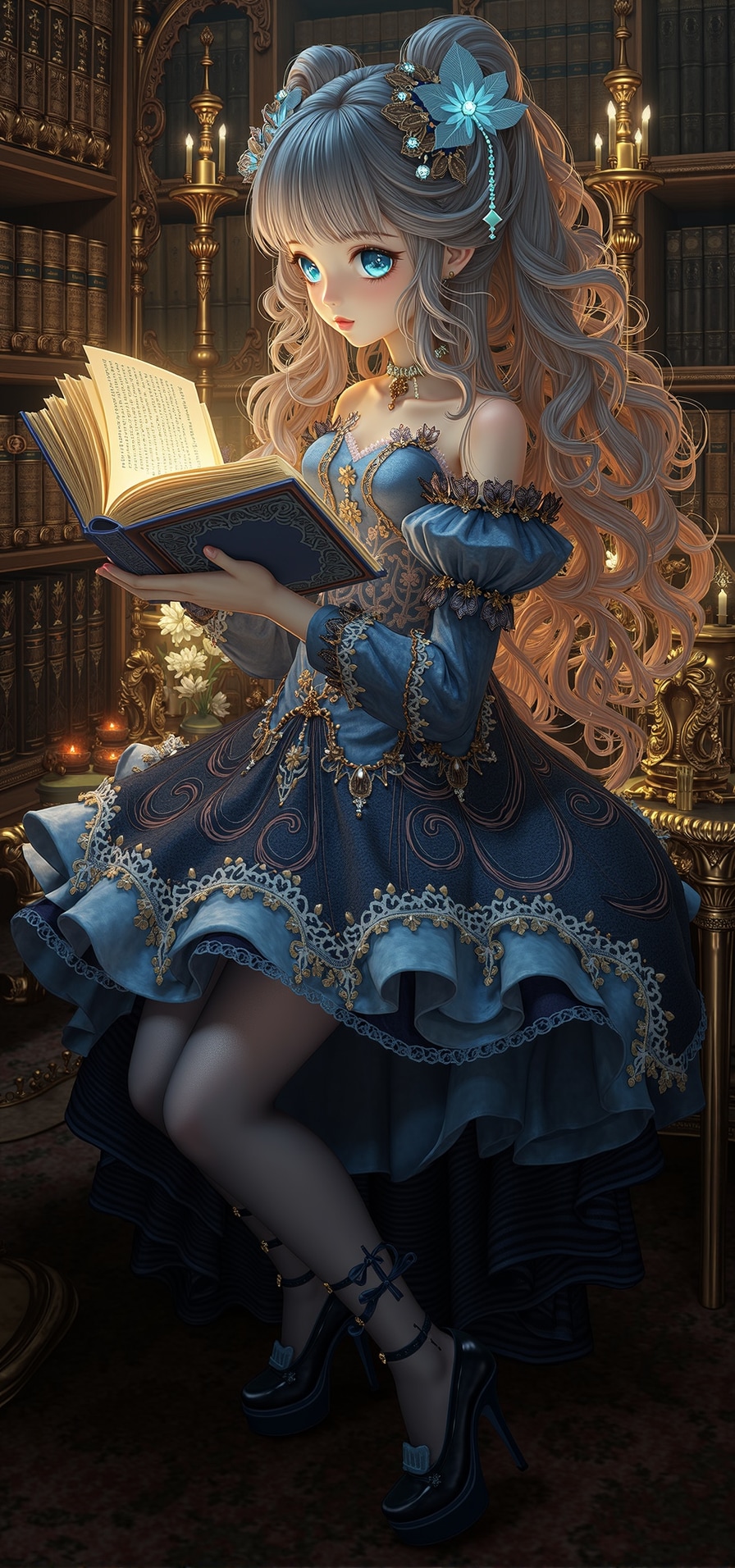 本を読んでいる小さな魔女 | の人気AIイラスト・グラビア