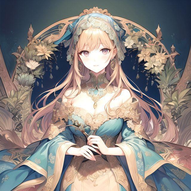 ミュシャ風「草原の姫」