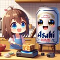 豆腐を炙るビール缶と小さな女の子 2枚目