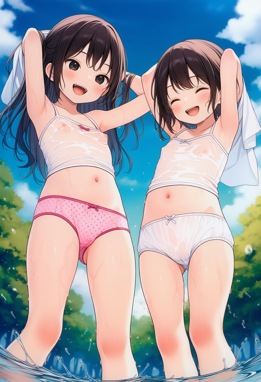 【再】噴水公園で水浴び姉妹_260512