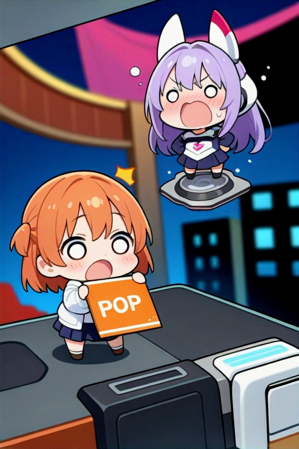 オレンジ髪ちゃんと紫髪ちゃん