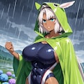 競泳水着カエルレインコートコスプレ梅雨人妻達 2枚目