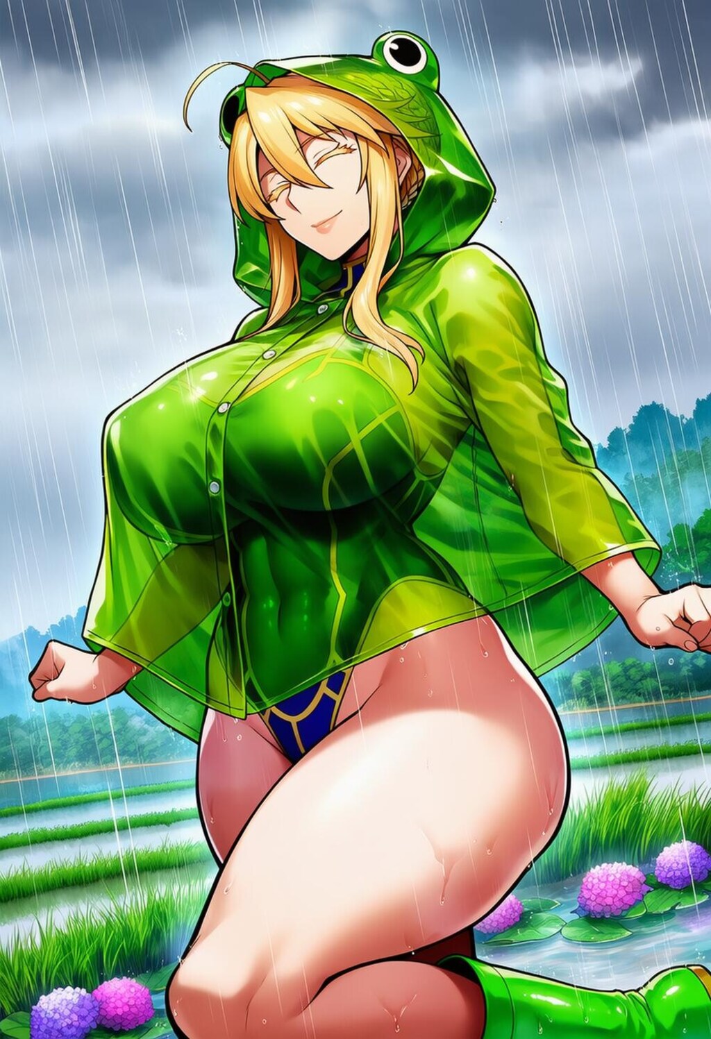競泳水着カエルレインコートコスプレ梅雨人妻達