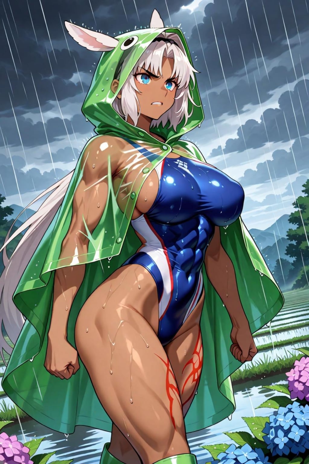 競泳水着カエルレインコートコスプレ梅雨人妻達