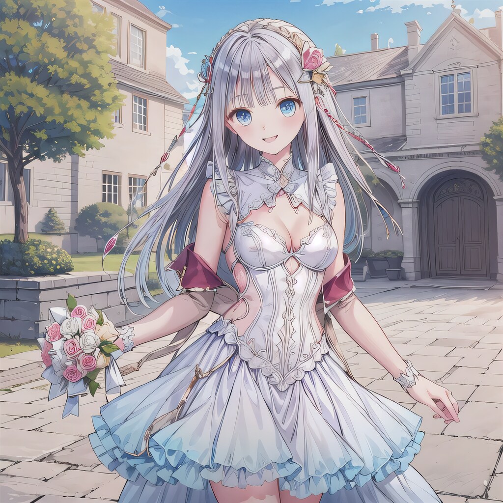 銀髪ロングでウェディングドレスの少女１７