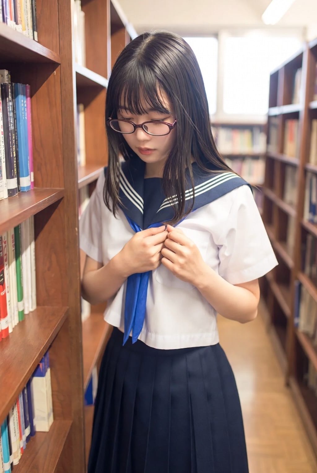 図書室の女子高生