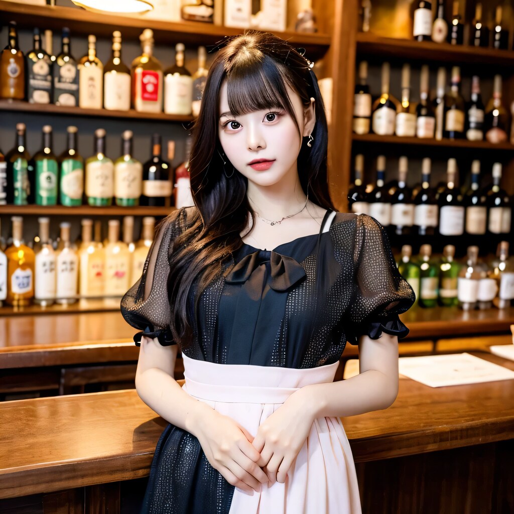 黒髪ロングで酒場の美女３９