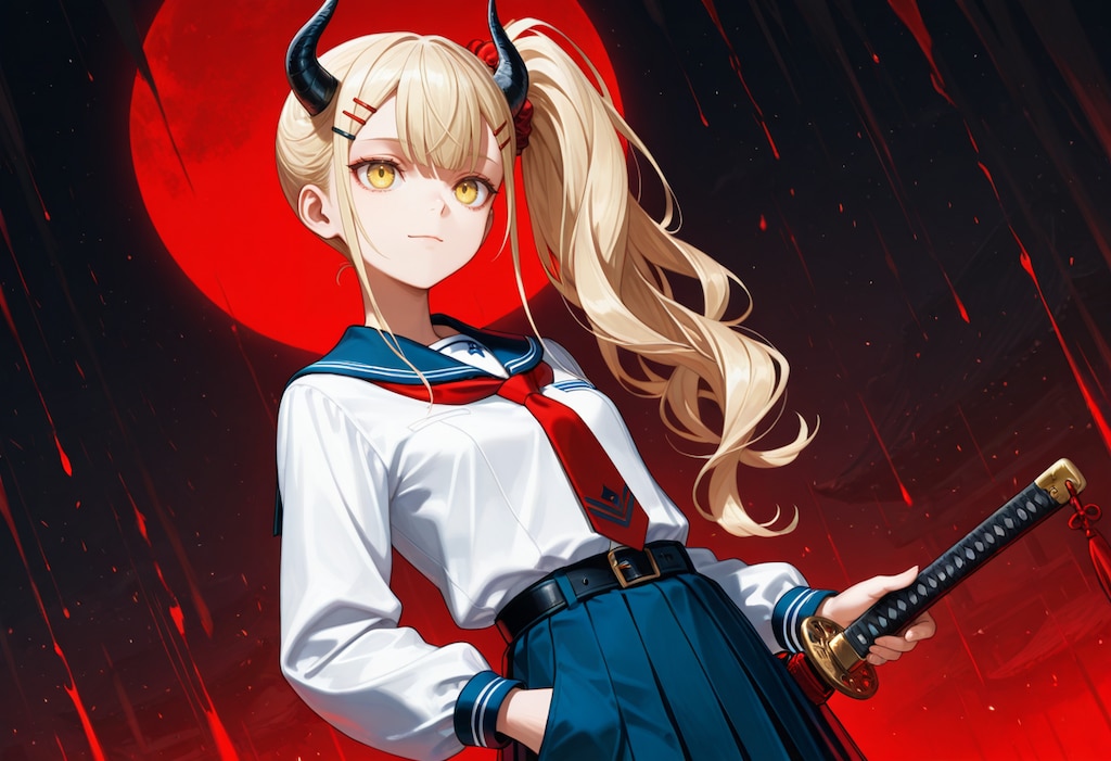 赤いt機と女鬼高生さん