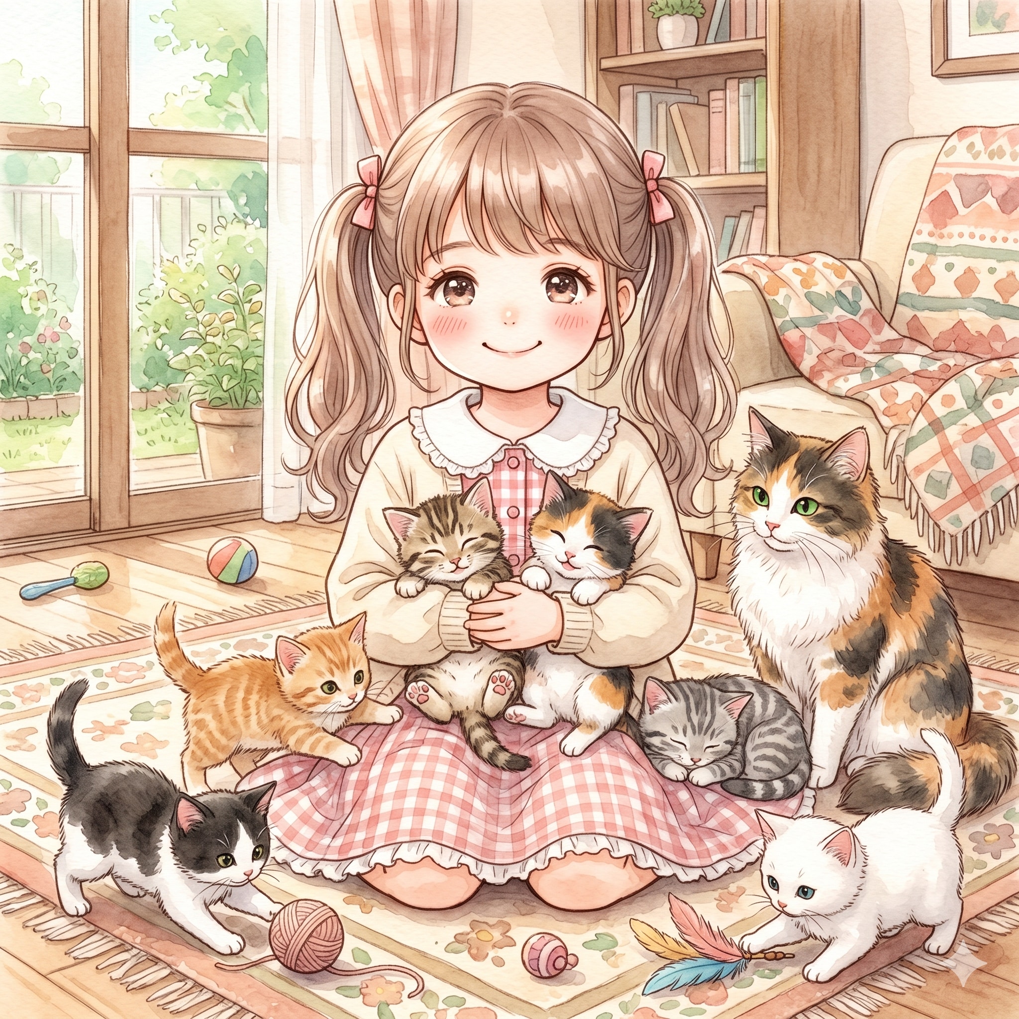 猫たちと一緒