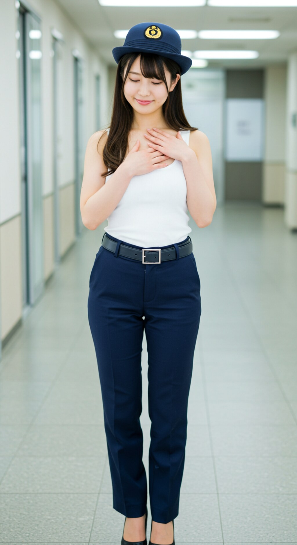 リアルかっこかわいい婦警のロマンティックな憩い