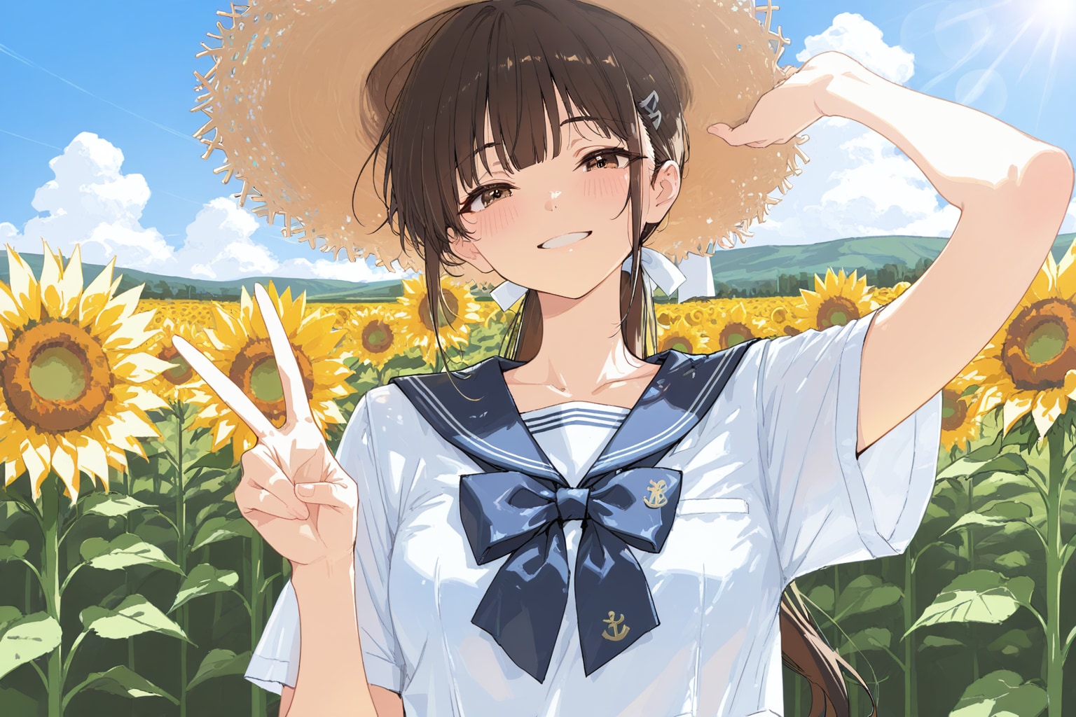 ひまわり畑でおはよう